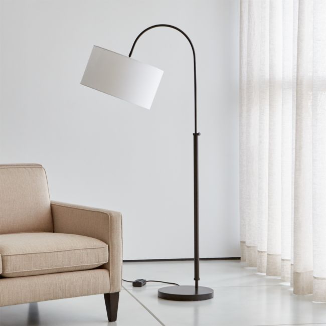 Online Designer Living Room Petite Bronze Adjustable Arc Floor Lamp
