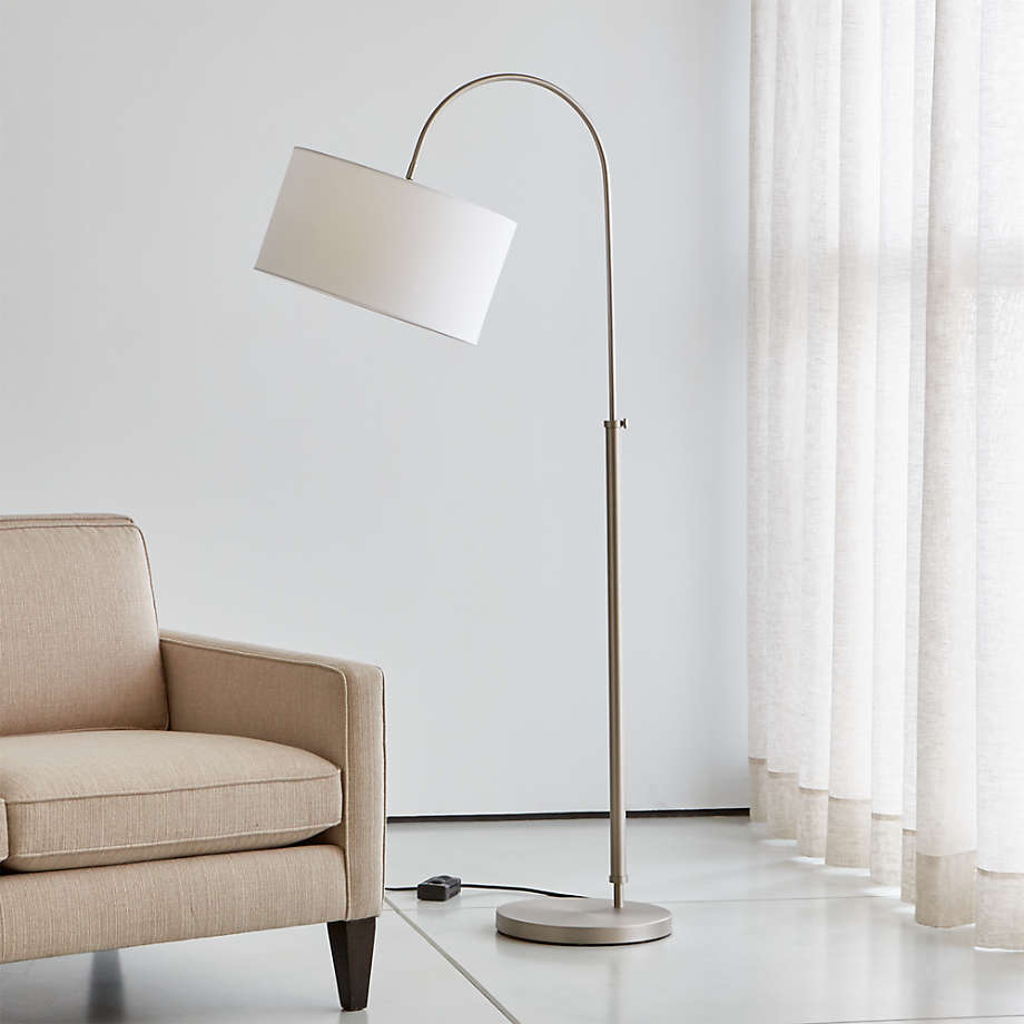 Petite Brushed Nickel Adjustable Arc Floor Lamp + Reviews | Crate and ...