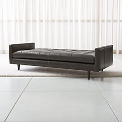 Petrie Small Leather Sofa Reviews Crate And Barrel Petrie Leather Midcentury Daybed