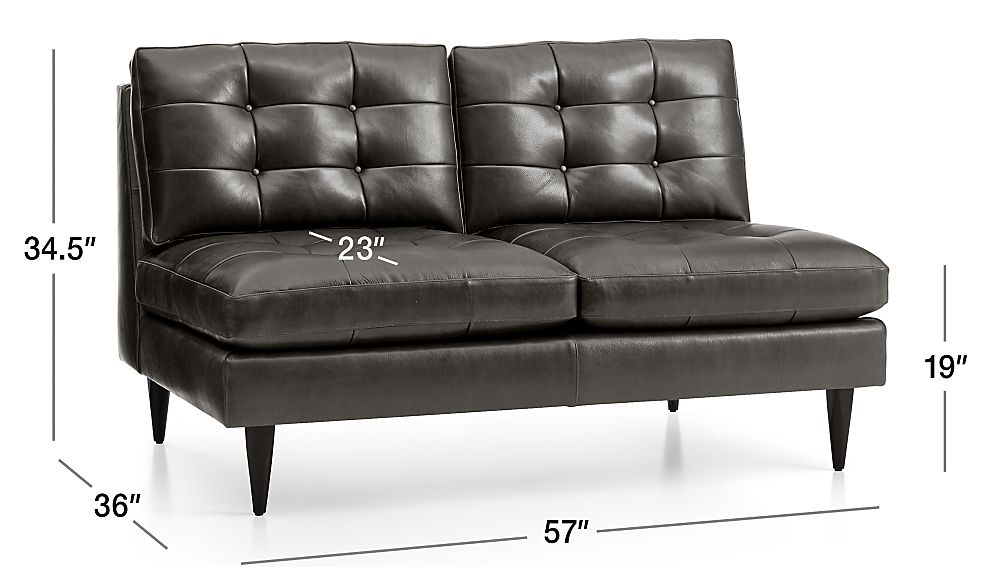 Petrie Armless Tufted Leather Loveseat Crate and Barrel