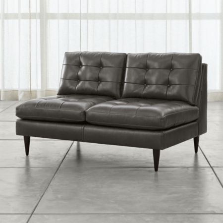 Petrie Armless Tufted Leather Loveseat Crate And Barrel