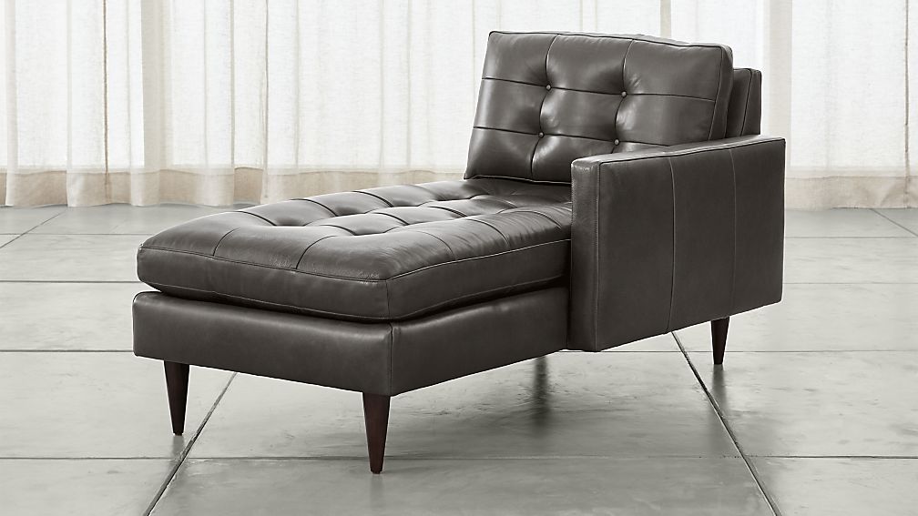 Petrie Leather Right Arm Chaise Lounge | Crate and Barrel