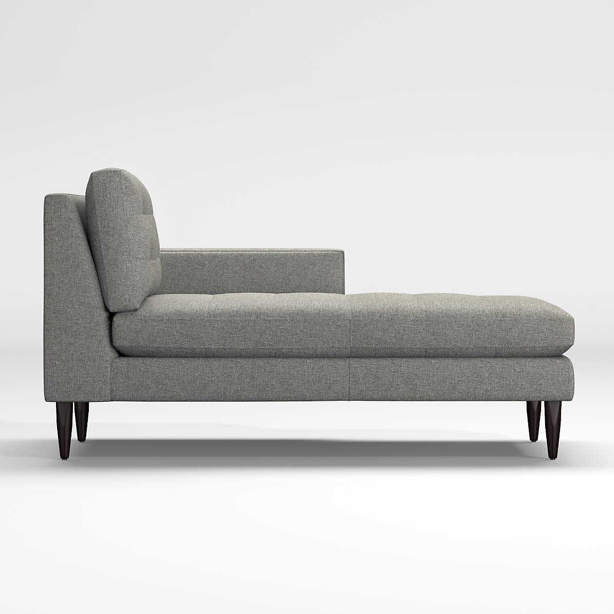 Petrie Right Arm Midcentury Chaise Lounge Crate And Barrel The modern line chaise longue possess an understated elegance and a sense of lightness, which stays true to grossman's design and vision, and creating an exclamation mark in the interior, the modern line chaise longue is extended from the original modern line sofa, designed in 1949 by.