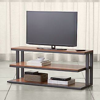 Tv Stands Media Consoles Cabinets Crate And Barrel Pilsen 52 Graphite Media Console With Walnut Shelves