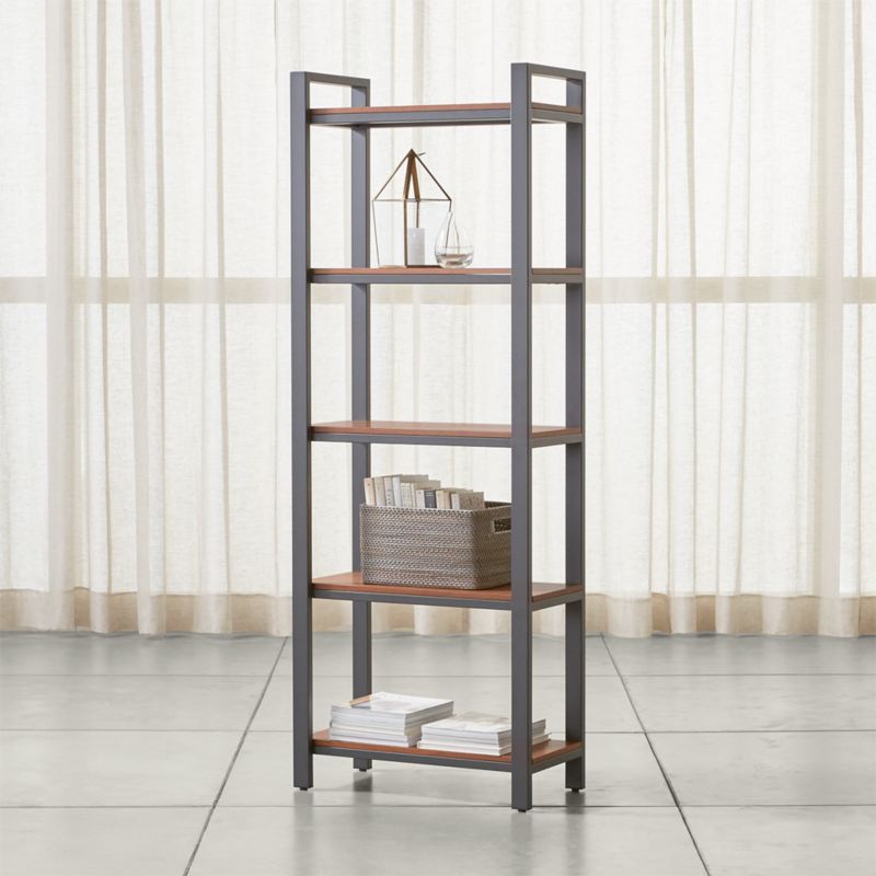 Pilsen Graphite Bookcase with Walnut Shelves + Reviews ...