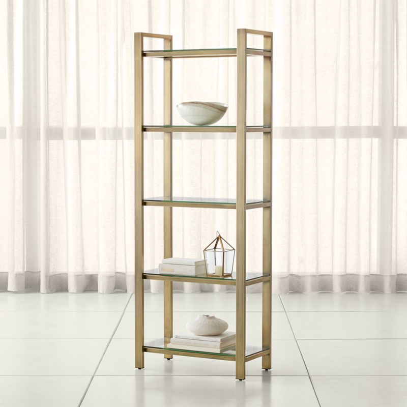 Pilsen Brass Bookcase + Reviews Crate and Barrel