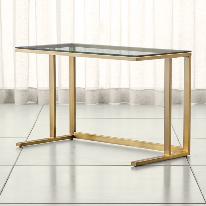 Pilsen Brass Desk With Glass Top Reviews Crate And Barrel