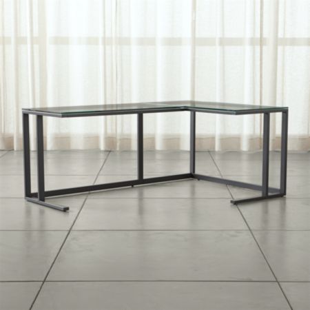 Pilsen Graphite Glass Corner Desk Reviews Crate And Barrel
