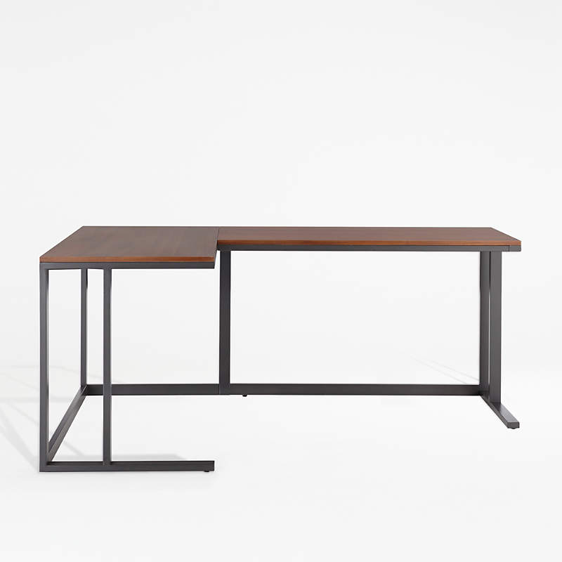 Pilsen Graphite L Shaped Desk With Walnut Top Reviews Crate And Barrel