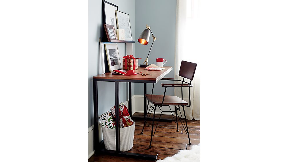 Pilsen Graphite Desk with Walnut Top Crate and Barrel