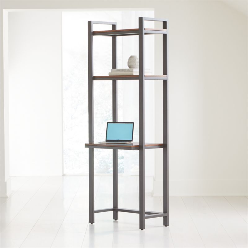 Pilsen Graphite Modular Desk With Walnut Shelves Crate And Barrel