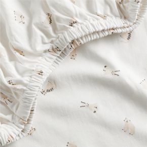 Image of Comfy Tee Critter Cuddle Pink 100% Organic Cotton Jersey Baby Crib Fitted Sheet
