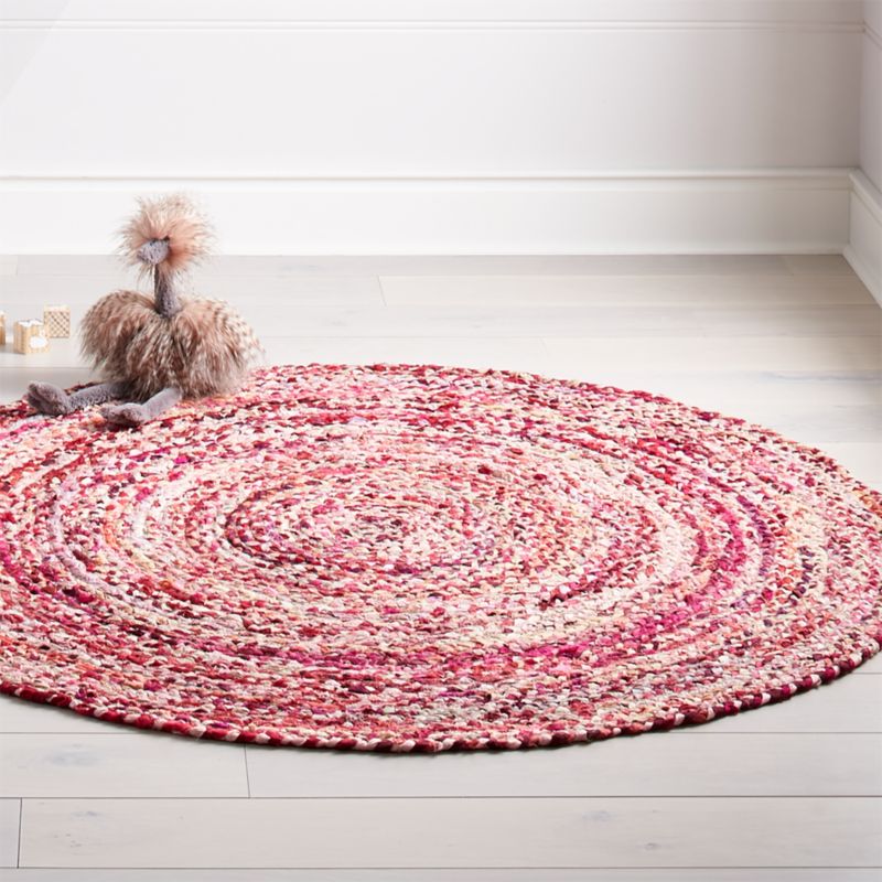 Round Pink Braided Rug Crate and Barrel