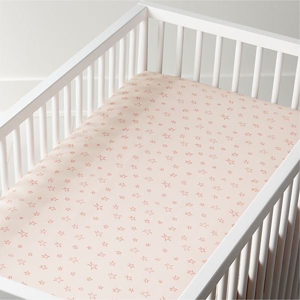 pink star crib bedding