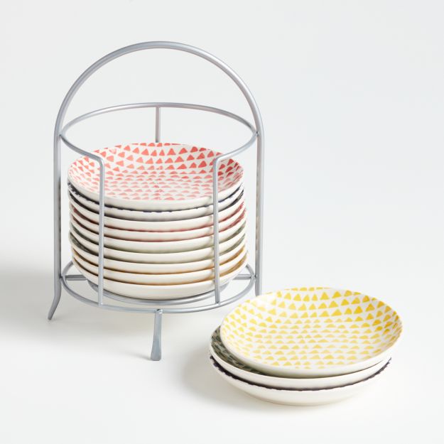 Pippa Appetizer Plates with Stand, Set of 12 + Reviews Crate and
