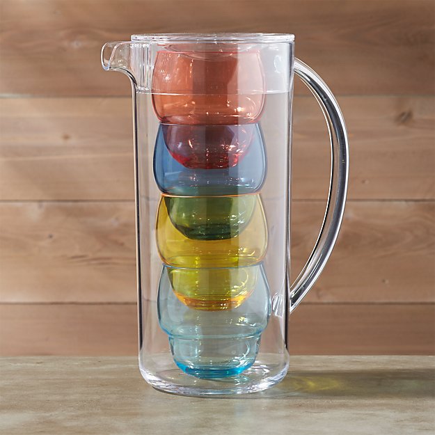 Pitcher with 4 Bubble Tumblers Crate and Barrel