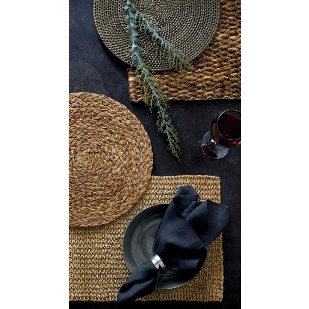 Artesia Grey Rattan Round Placemat Crate and Barrel