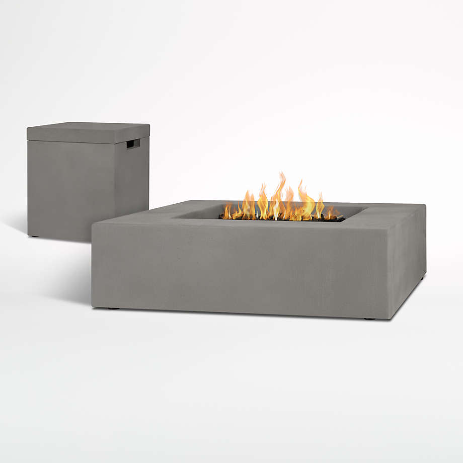 Plateau Low Square Fire Table And Square Propane Tank Cover Set Crate And Barrel