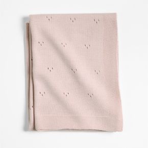 Image of Pointelle Knit Mauve Rose Organic Cotton Baby Stroller Blanket