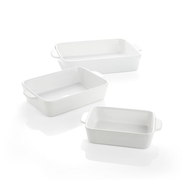 White Baking Dish Set of 3 in Bakeware + Reviews Crate and Barrel