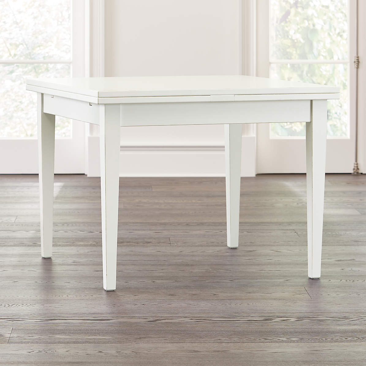 Pratico White Extension Square Dining Table Reviews Crate And Barrel