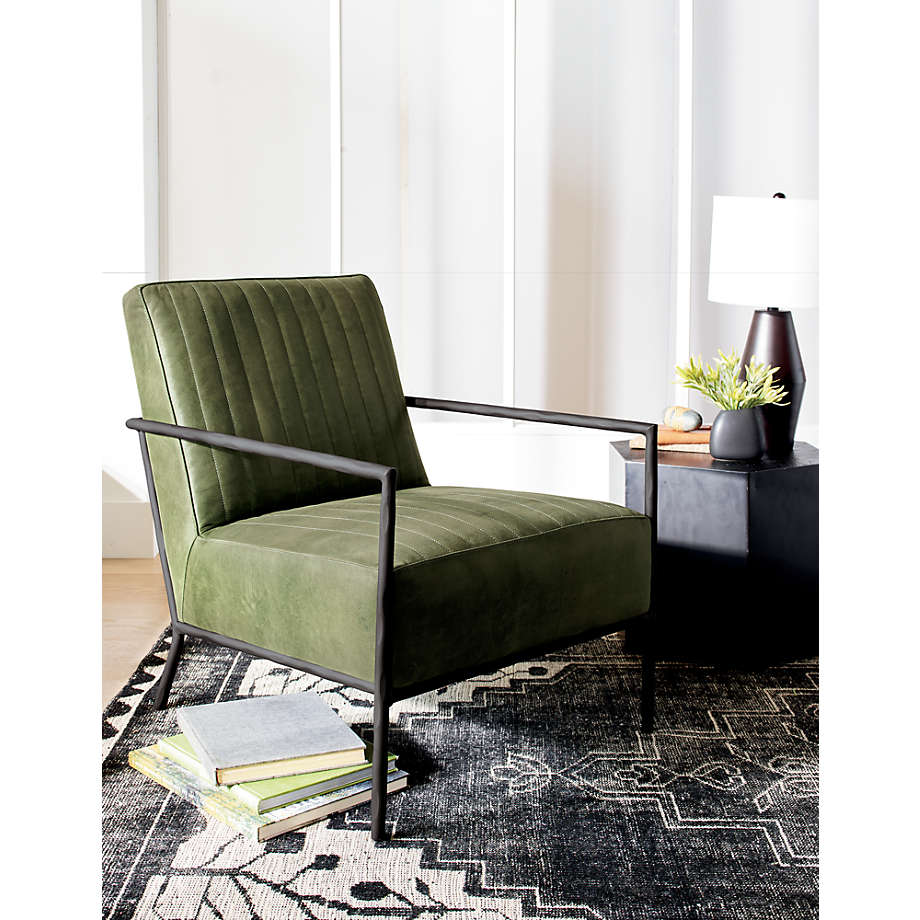Pratt Leather Metal Frame Chair Crate and Barrel