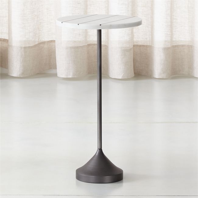 Online Designer Living Room Prost Tall Brass and Marble Drink Table