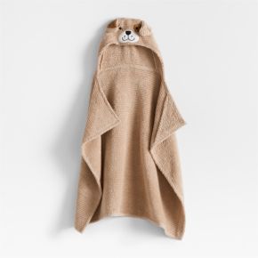 Image of Puppy Prairie Beige 100% Organic Cotton Hooded Baby Towel