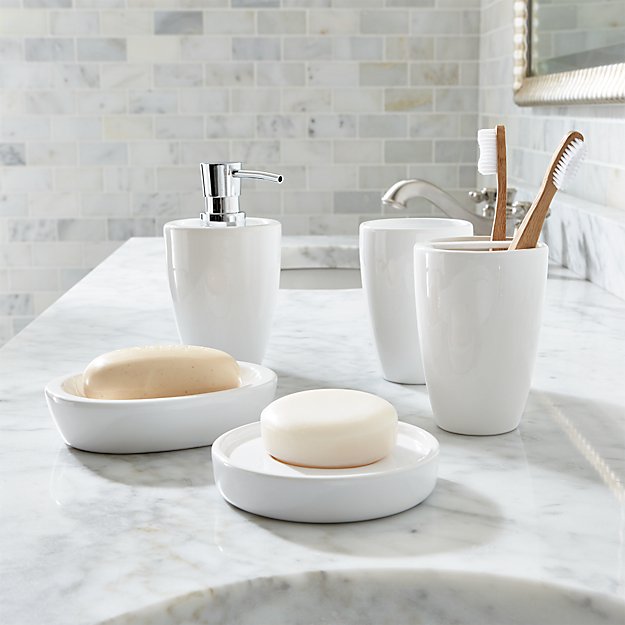 Pure White Bathroom Accessories Crate And Barrel Pure Bath Accessories