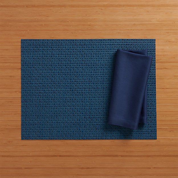 Chilewich ® Purl Blue Vinyl Placemat and Fete Blue Cotton Napkin