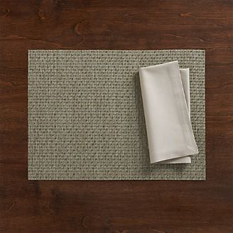 Chilewich ® Purl Silver Vinyl Placemat and Fete Dove Cotton Napkin