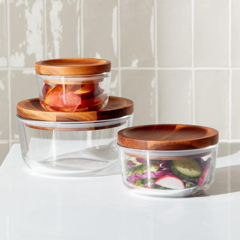Pyrex Wood Lid Storage 6Piece Set + Reviews Crate and Barrel Canada