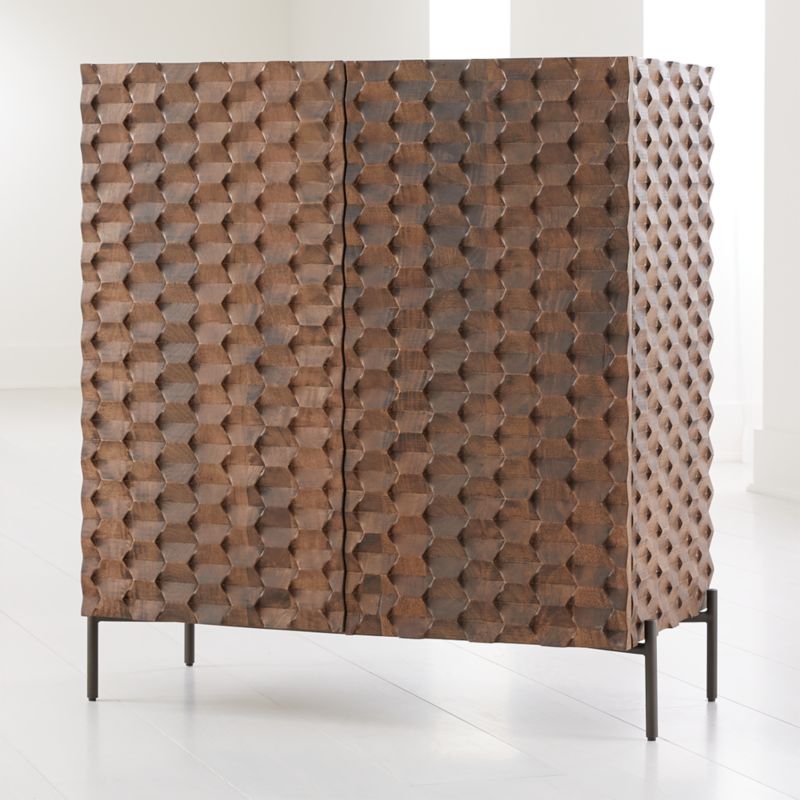 Raffael Carved Wood Bar + Reviews Crate and Barrel