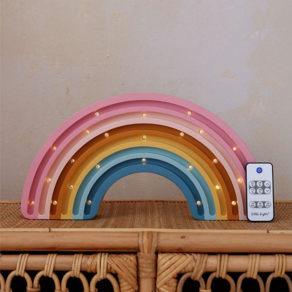 Little Lights Retro Rainbow Kids Wood Table Lamp