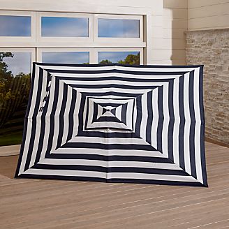 Rectangular Sunbrella ® Cabana Stripe Umbrella Navy Canopy