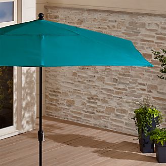 Rectangular Sunbrella ® Bold Turquoise Patio Umbrella with Black Frame