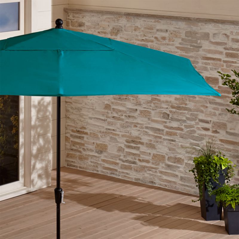 Rectangular Sunbrella ® Bold Turquoise Patio Umbrella with Black Frame