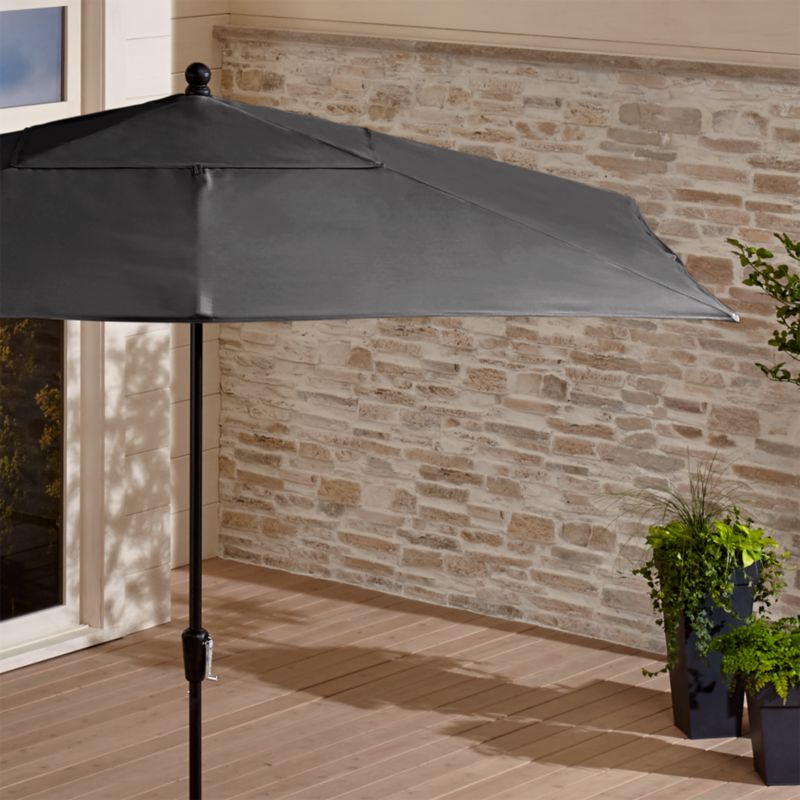 Rectangular Sunbrella ® Charcoal Patio Umbrella with Black Frame