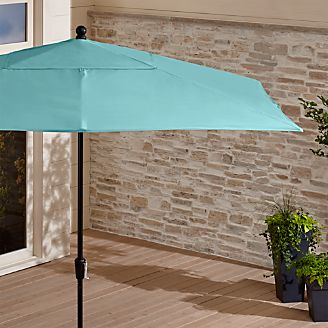 Rectangular Sunbrella ® Mineral Blue Patio Umbrella with Black Frame
