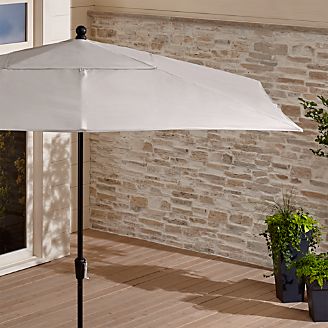 Rectangular Sunbrella ® Silver Patio Umbrella with Black Frame