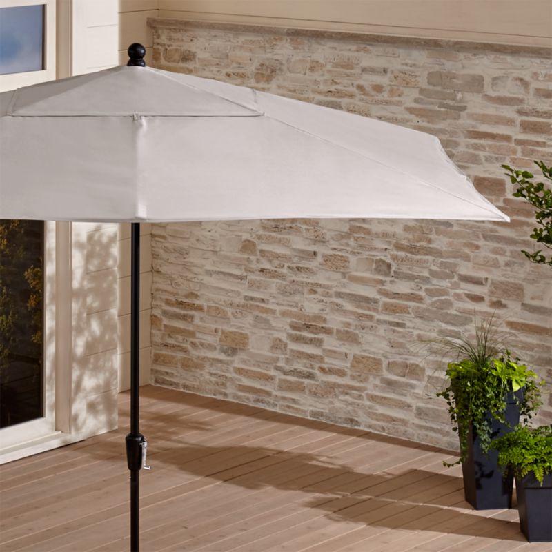 Rectangular Sunbrella ® Silver Patio Umbrella with Black Frame