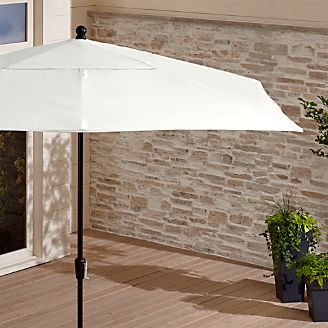 Rectangular Sunbrella ® White Sand Patio Umbrella with Black Frame