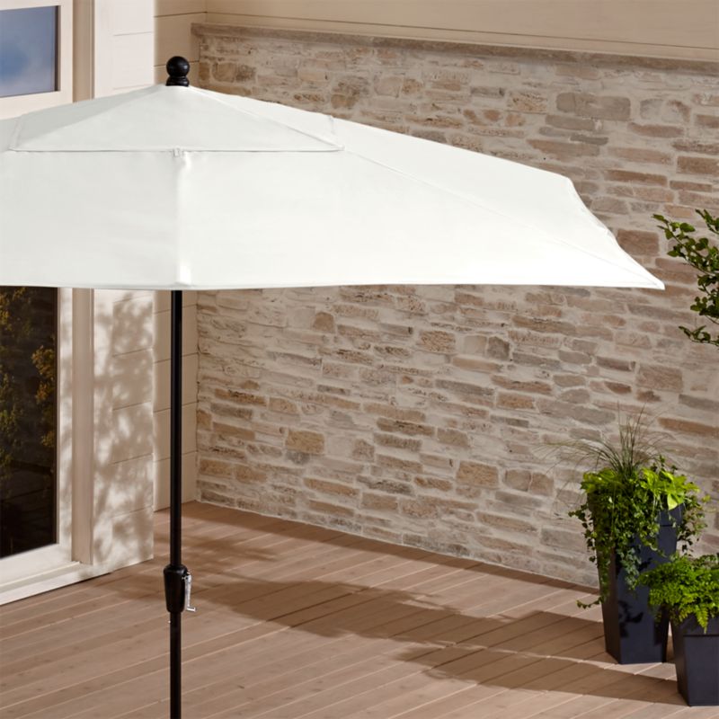 Rectangular Sunbrella ® White Sand Patio Umbrella with Black Frame