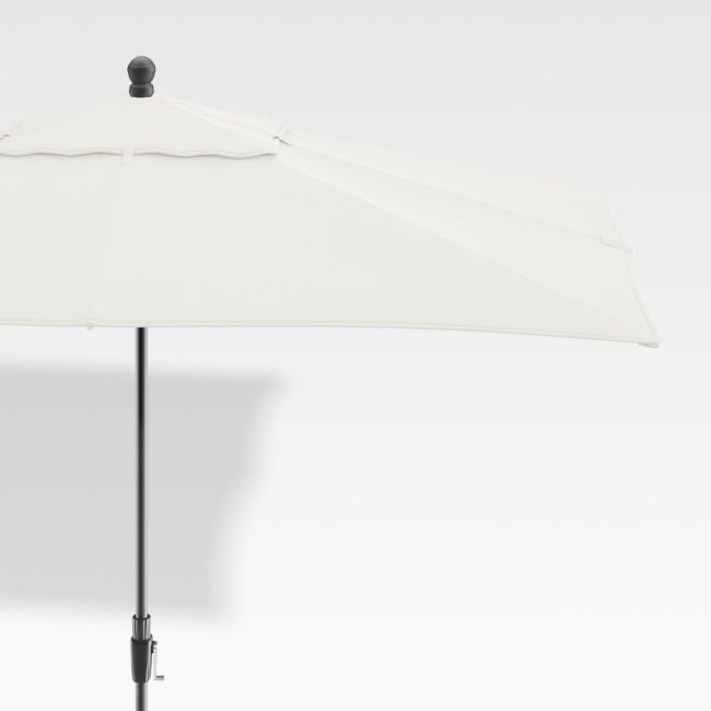 Online Designer Patio Rectangular Sunbrella White Sand Outdoor Patio Umbrella with Black Frame