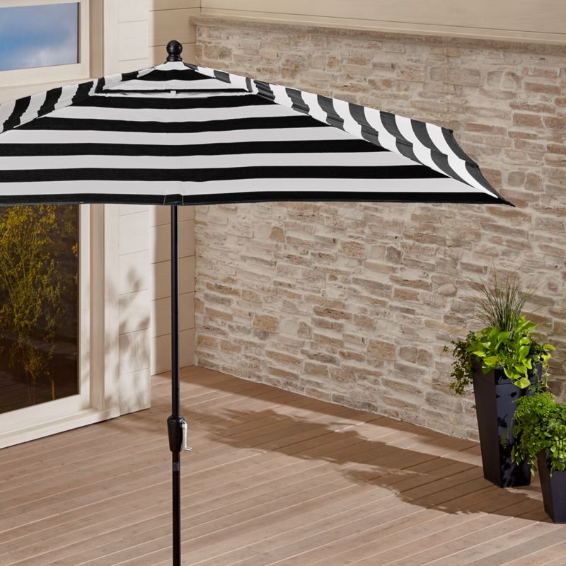 Rectangular Sunbrella Black Cabana Stripe Patio Umbrella With Black Frame Crate And Barrel