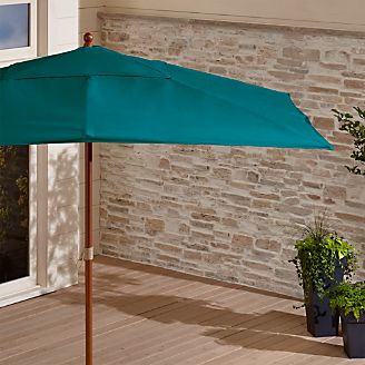 Rectangular Sunbrella ® Bold Turquoise Patio Umbrella with Eucalyptus Frame