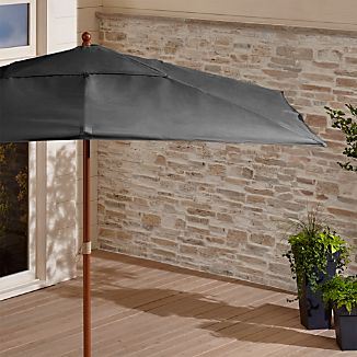Rectangular Sunbrella ® Charcoal Patio Umbrella with Eucalyptus Frame