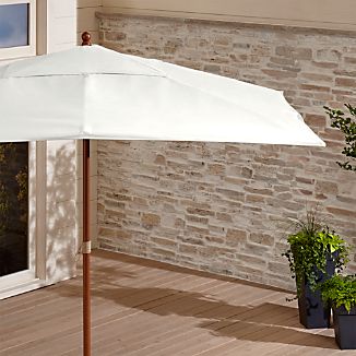 Rectangular Sunbrella ® White Sand Patio Umbrella with Eucalyptus Frame