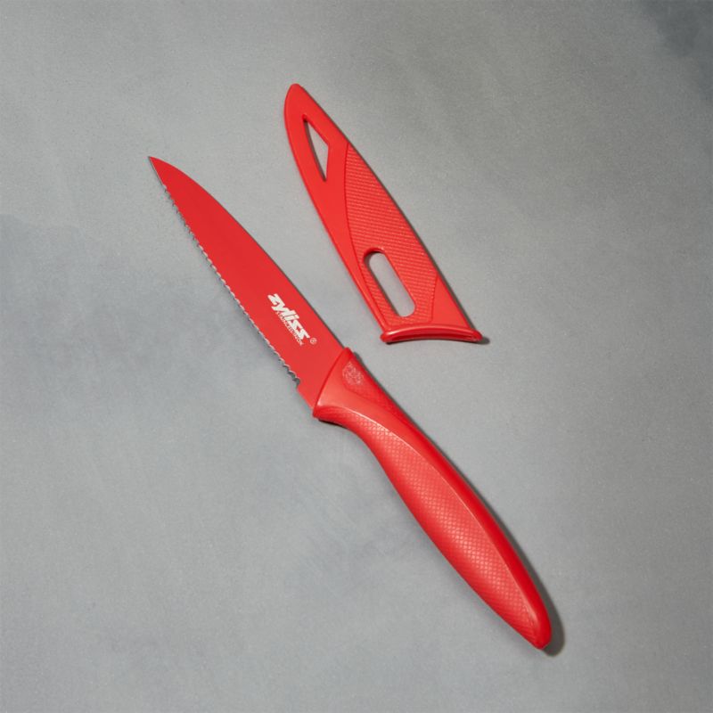 Zyliss Serrated Red 4" Paring Knife + Reviews Crate and Barrel