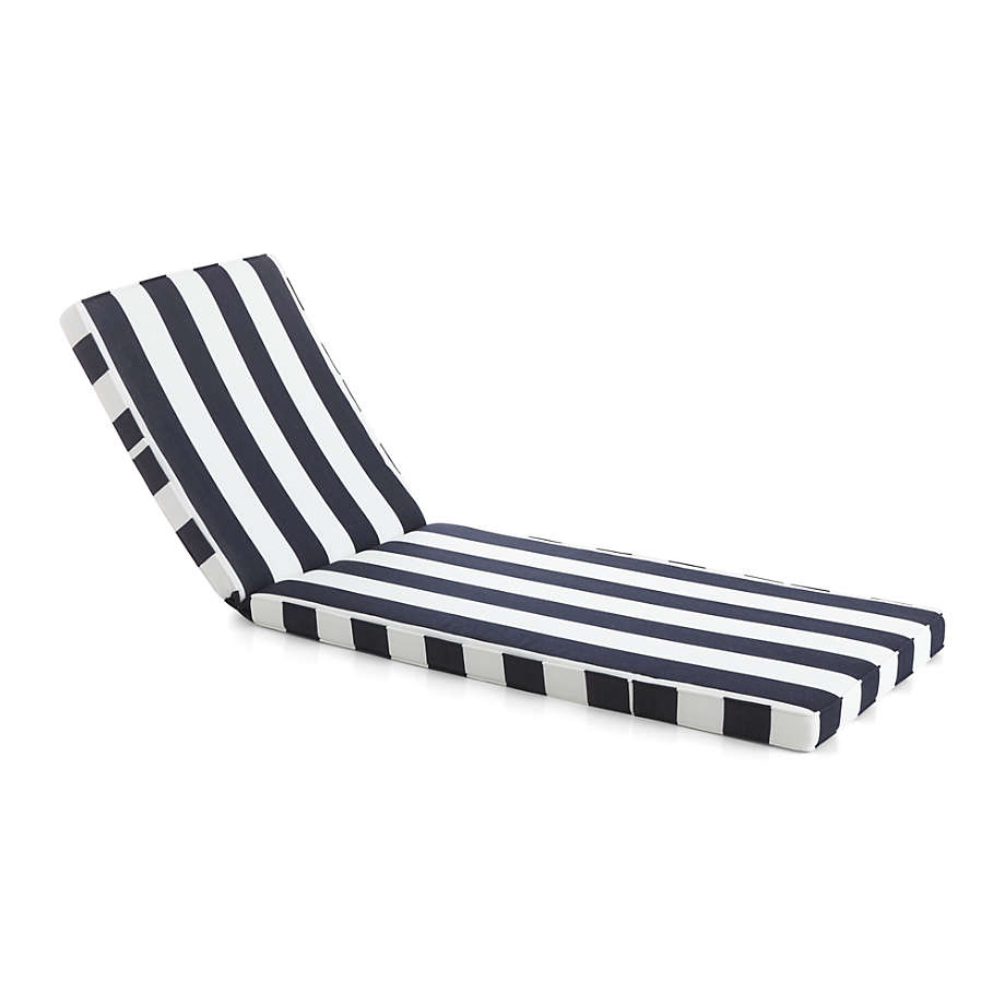 Regatta Navy Cabana Stripe Sunbrella Chaise Cushion | Crate and Barrel